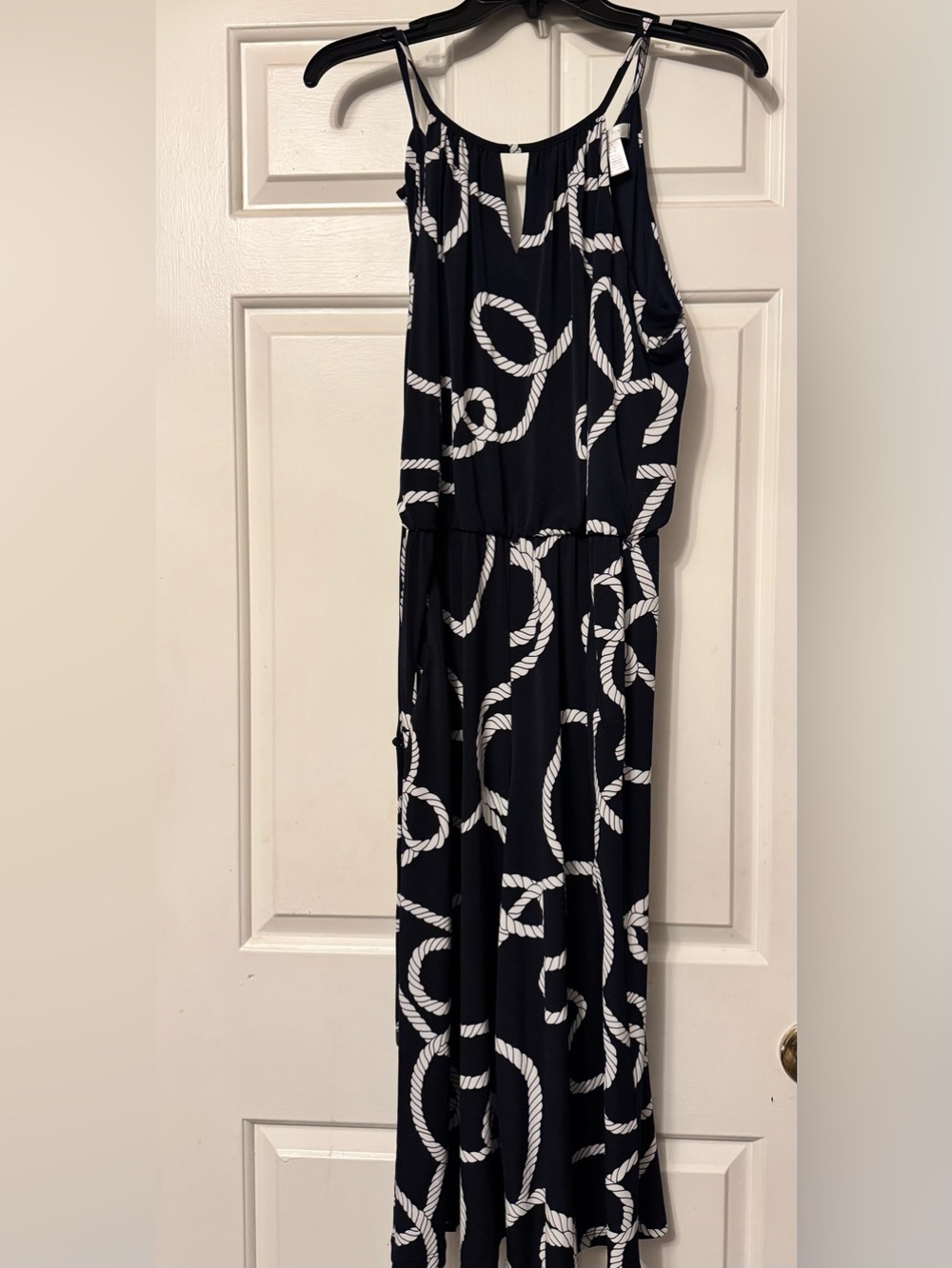 London Times Nautical Rope Print Jumpsuit Size Medium
